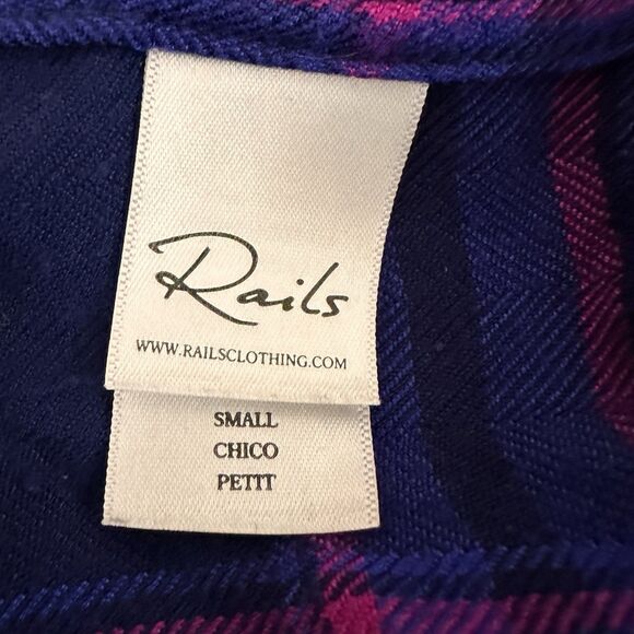 Rails Hunter Button Up Flannel In Plaid Top SMALL Azure & Scarlet - Picture 10 of 10